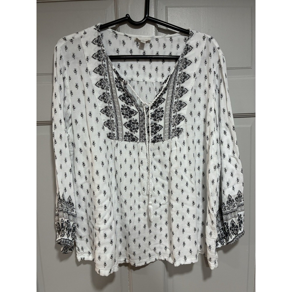 Garnet Hill Women Top Size 14(L) Bohemian‎ Lightweight Relaxed Fit Oversized